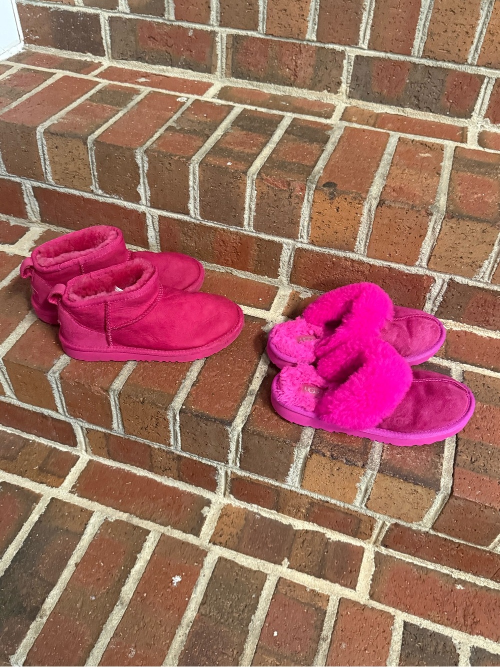 Ugg Kids Cozy Hot Pink Slip-On Boots and Slippers Set